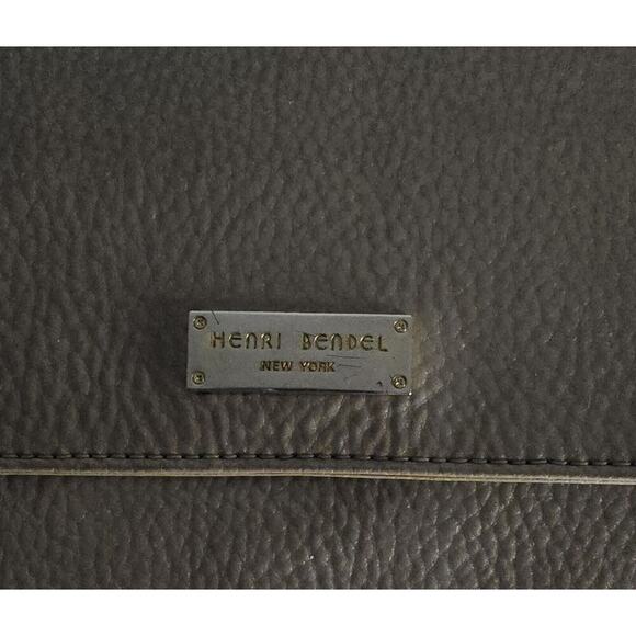 Henri Bendel Taupe Patent Leather Crossbody Bag Wallet On A Chain Clutch - Picture 11 of 16